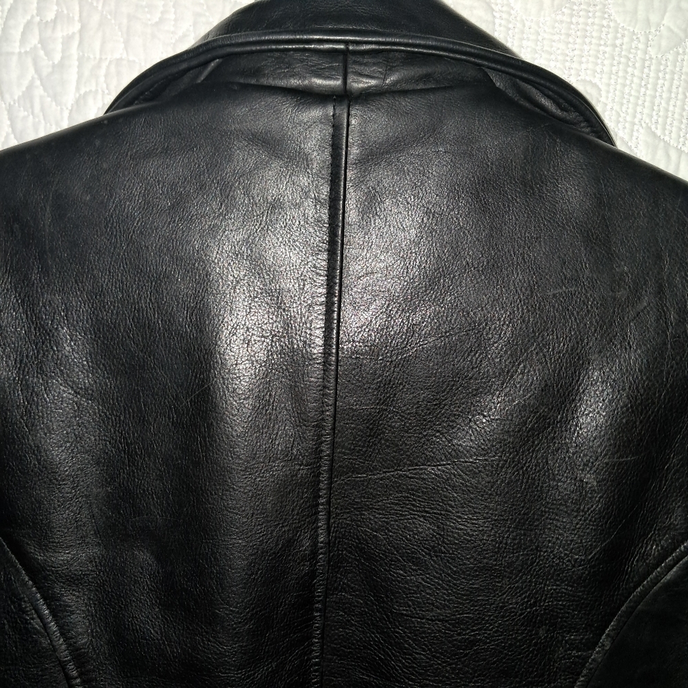 Moda Martani Lux Heavy Black Leather Motorcycle Style Jacket Unisex Large - Picture 9 of 11